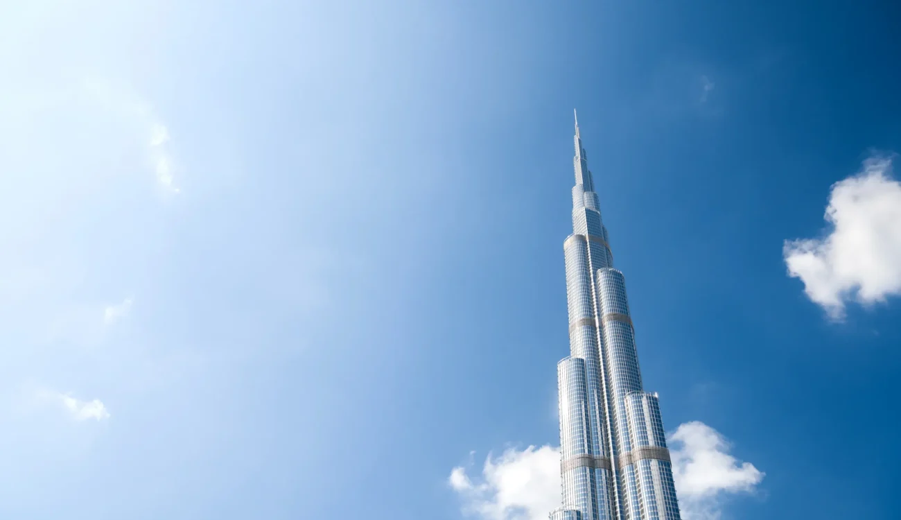 Burj Khalifa Dubai - Beautiful Blue Sky