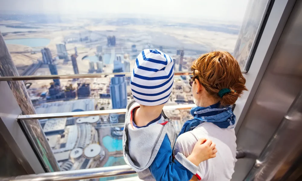 Burj Khalifa Dubai - Mom and kid, At The Top