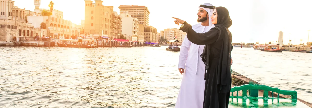 Dhow Cruise Creek Dubai - Couple Visiting Old Dubai