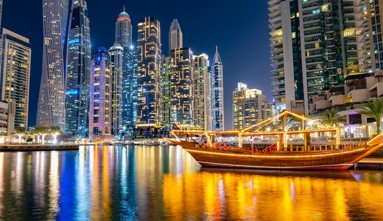 Dubai City Tour - Dhow Cruise Marina Dubai - Night View