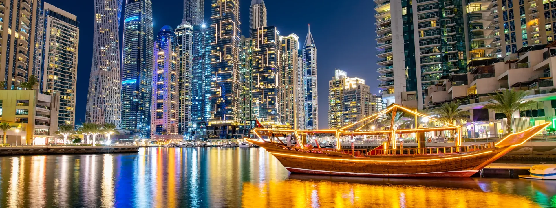 Dubai City Tour - Dhow Cruise Marina Dubai - Night View